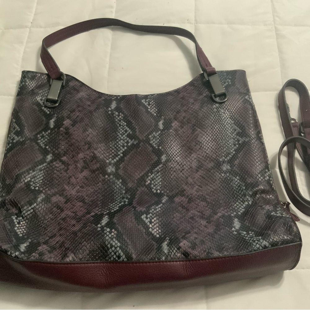 Vince Camuto Purple and Black Snakeskin Shoulder Bag